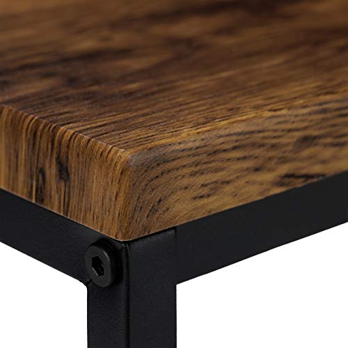 Relaxdays Mesita Auxiliar, Cuadrada, 45 cm, Diseño Industrial, Mesa de Salón y Dormitorio, Metal, Efecto Madera/Negro - imagen 7