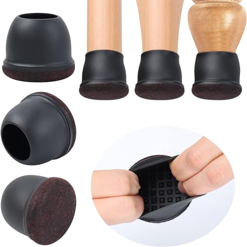 Ezprotekt 2 inch Round-black Non-woven fabric Furniture Cups Chair Leg Caps, Chair Leg Covers Smooth Moving Chair Feet Protectors