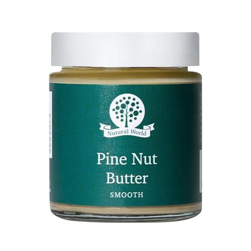 Nutural World - Geschmeidige Pinienkernbutter 100% pur (170g netto) im Glasgefäß - Vegan, ohne Zusatz von Salz, Zucker oder Palmöl