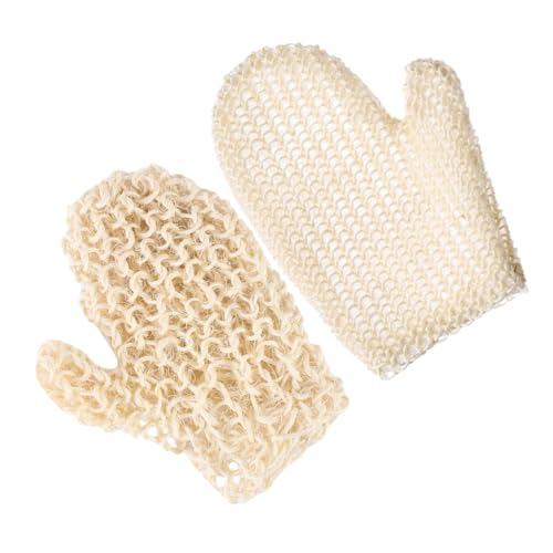 SAFIGLE 2 Piezas Guantes de baño de sisal guante de ducha exfoliante de ducha guantes de ducha exfoliantes liso Guantes de limpieza del cuerpo guantes de limpieza corporal sisal entero