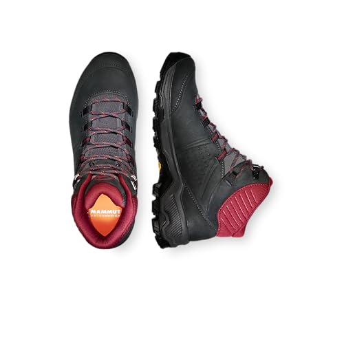 Mammut Nova IV Mid GTX Women | Wanderschuhe für Damen, Wasserdichte Trekkingschuhe, Outdoor Schuhe, Gore-Tex Bergschuhe, Sportschuhe für Hiking | Black-Blood Red, 6.5