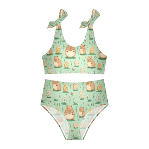 Boccsty Easter Capybara Eggs Girls Tankini Swimsuit Kids Bikini Sets 2 Pcs Bathing Suit 3T3