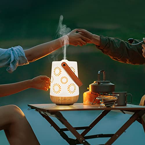Ceramic Cordless Essential Oil Diffusers, Rechargeable Wireless Diffusers For Essential Oils, Sunflower Portable Ultrasonic Aromatherapy Diffusers With Leather Handle, For Camping Travel Home Office #TOP5