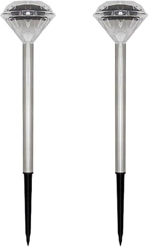 Miniatura 9 de Uonlytech Paquete de 4 luces LED solares en forma de diamante para exteriores, impermeables, paisaje, camino, jardín, patio, iluminación solar