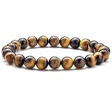 ASFUSS 8mm Natural Tigerite Eye Stone Stretch Bracelet Yoga Agate Bead Bracelet Bracelet Men and Wom