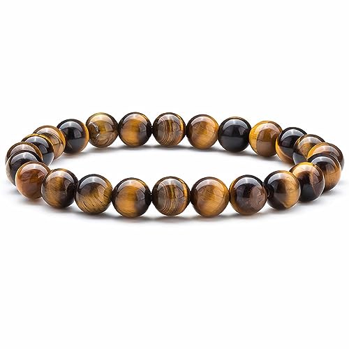 Asfuss 8Mm Natural Tigerite Eye Stone Stretch Bracelet Yoga Agate Bead Bracelet Bracelet Men And Women (Natural Tigerite Eye) #TOP2