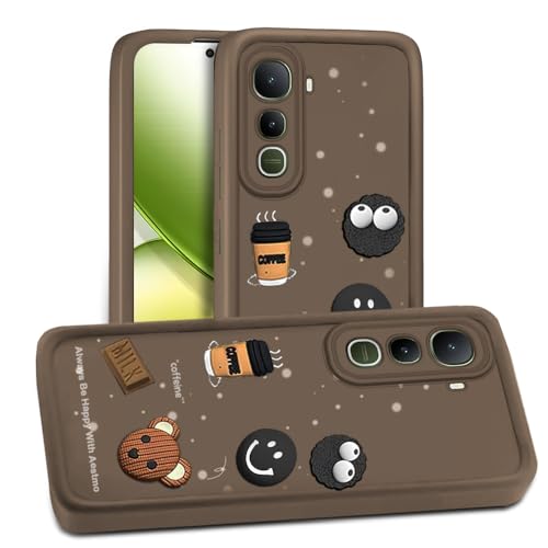 Image of AESTMO Back Case Cover for Vivo Y400 5G Cover | Cute Fun Cartoon 3D Ball | Coffee Silicone Case | Full Body Protection | Camera Protection Back Cover for Vivo Y400 5G (Brown)