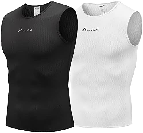Przewalski Men’s Sleeveless Cycling Undershirt Quick Dry Bike Base Layer Vests Breathable Bicycle Jerseys Biking Tank Tops