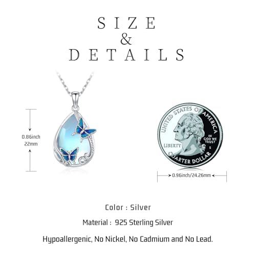 Bee/Butterfly/Dragonfly/Owl Necklace for Women 925 Sterling Silver Moonstone Animals Pendant Necklace Animals Jewelry Gifts for Women Girlfriend Mom4