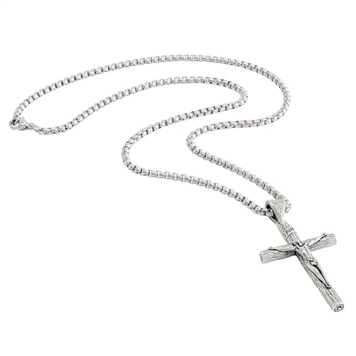 925 Sterling Silver Crucifix Necklace Pendant for Men, Jesus Cross Necklace for Women2