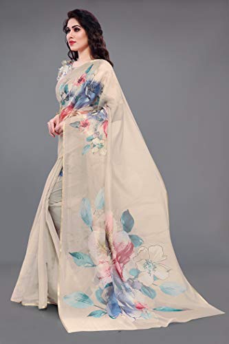 Image of MIRCHI FASHION Women Saree Organza Printed | Traditional Semi-Transparent Festive Sari with Unstitched Blouse Piece