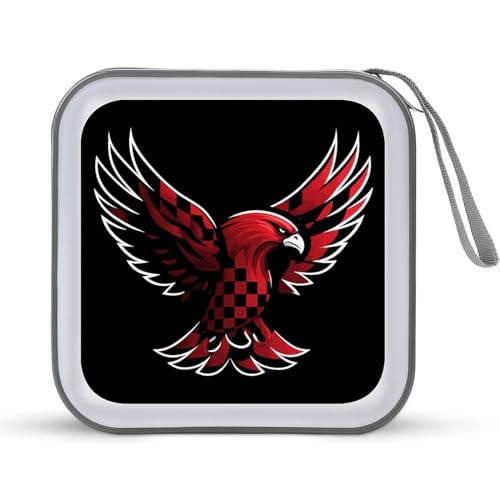 Funda de plástico para CD de águila calva a cuadros rojos, capacidad para 40 discos de almacenamiento de DVD, bolsa tipo cartera para coche, hogar, viajes