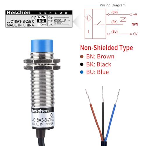 Heschen M18 Kapazitiver Näherungssensor Schalter Nicht Schildtyp LJC18A3-B-Z/BX Detektor 1-10mm 10-30VDC 200 mA NPN Normalerweise Offen (NO) 3 Drähte