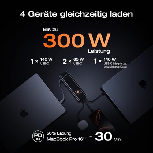 EcoFlow Powerbank 27650mAh(3950 x 7mAh)300W Max mit 60cm ausziehbarem Kabel – Ansicht 2