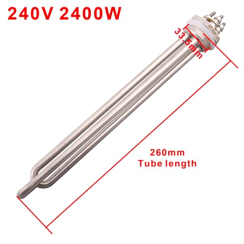 DERNORD 1 Zoll DN25 Heizelement Doppel U Typ Elektrische Brauwasserbereiter BSP 33.25mm Gewinde Edelstahl Flansch 240V 2400W