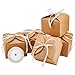 DICOSMETIC 20Pcs Paper Gift Box Brown Kraft Paper Folding Box with Polyester Ribbon Roll Paper Cookie Boxes 12x12x9CM Square Paper Cookie Boxes for DIY Gift and Party Packaging