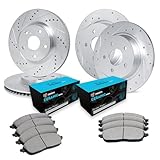 R1 Concepts Front and Rear Brake Kit For 2015-2017 Chrysler 200| Drilled Slotted Brake Rotors| Ceramic Brake Pads and Rotors Kit