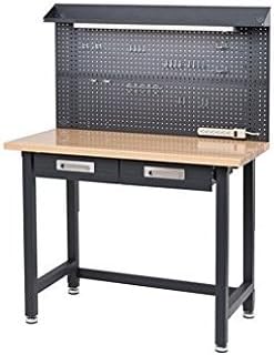 Seville Classics Lighted Hardwood Top Workbench - Dark Grey