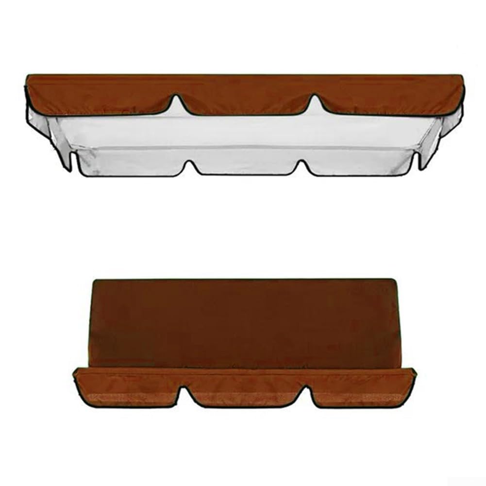 Set de repuesto para columpio de jardín, 3 plazas, en tejido Oxford 210D, impermeable, protección solar, para muebles de exterior, para columpio de patio (marrón, 195 x 125 x 15 cm)