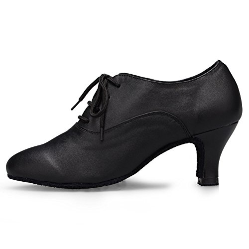 HIPPOSEUS Women Closed Toe Latin Ballroom Dance Heels Lace-up Teaching Practice Character Shoes2