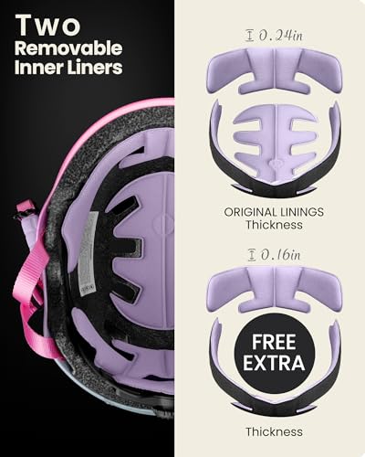 Image of OutdoorMaster Skateboard Cycling Helmet - Two Removable Liners Ventilation Multi-Sport Scooter Roller Skate Inline Skating for Kids, Youth & Adults - L - Sorbet