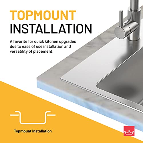 Kindred Csla2522-6-3N Creemore 25-In Lr X 22-In Fb X 6-In Dp Drop In Single Bowl 3-Hole Stainless Steel Sink, 25" X 22" #TOP5