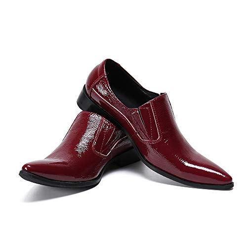 Patent Leather Oxford for Men Formal Shoes Slip On StyleGenuine Leather Block Heel Easy Care Solid Colors Men's Leather Shoes3