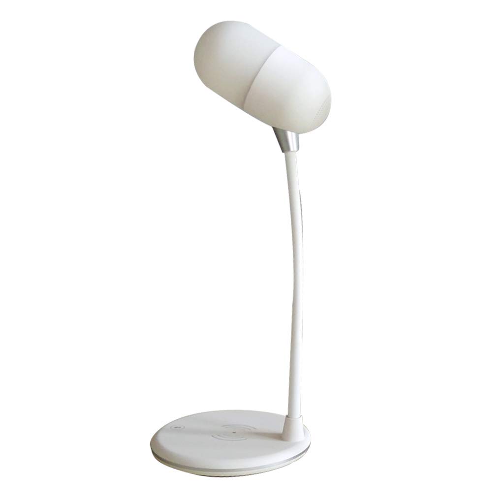 EAPTS 3 in 1 Bluetooth Speaker BT4.2 Wireless Charger Table Desktop LED Lamp Light Eye-Care Dimmable Touch Switch Control USB Cable Flexible Gooseneck Home Office for iPhone Samsung