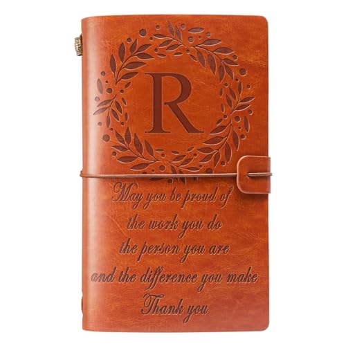 Filten Thank You Gifts Monogrammed Initial Leather Journal Notebook Make a Difference Inspirational Gifts Appreciation Gifts Employee Boss Pastor Volunteer Nurse Doctors Teacher Coworkers for Women