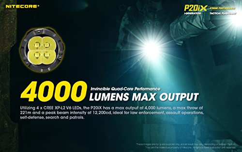 Image of Nitecore P20iX Tactical Flashlight, 4000 Lumen USB-C Rechargeable High Lumen Super Bright with LumenTac Organizer