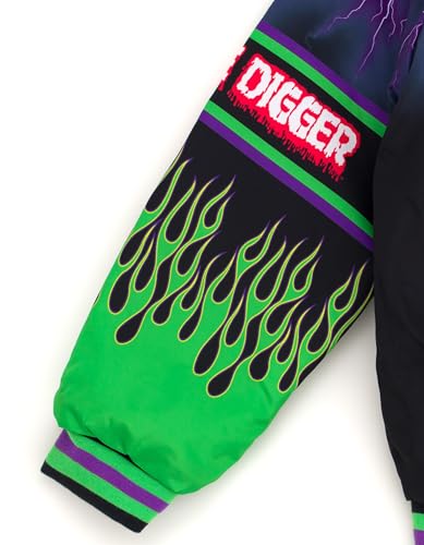 Image of Monster Jam Boys' Zip-Up Bomber Jacket Toddler to Big Kid | Full Front Hidden Zipper, Tapered Ribbed Collar, Side Seam Pockets, Warm Quilted Lining