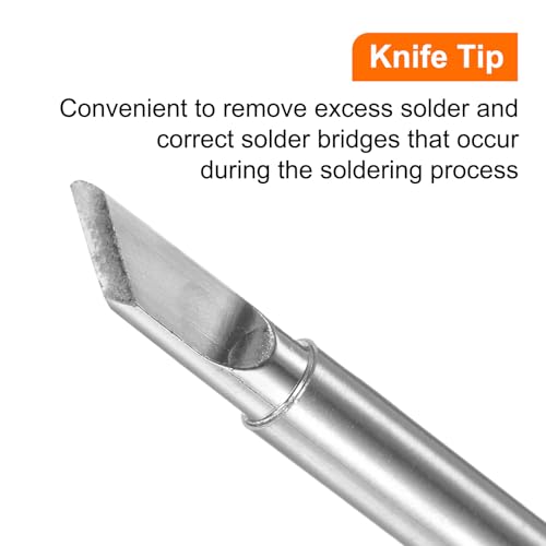 Image of HARFINGTON Soldering Iron Tips T12-K 4.5mm Tip Width Nickel-Plated Knife Tip Fast Heat up Solder Replacement Tip for Fine welding, Electrical Solder Station, Silver Tone