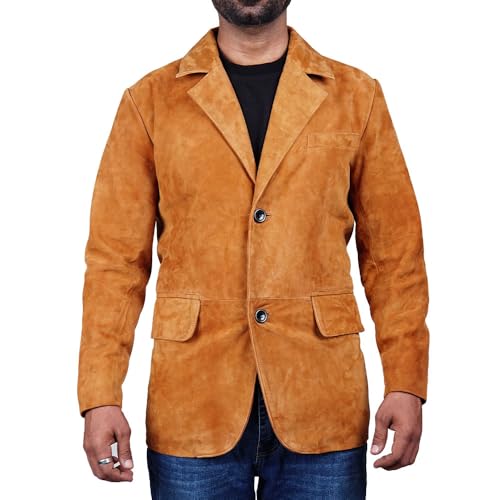 Image of Suede Leather Blazer for Men Suede Sport Coat for Men Blazer Suede Leather Jacket Blazer Coat for Men