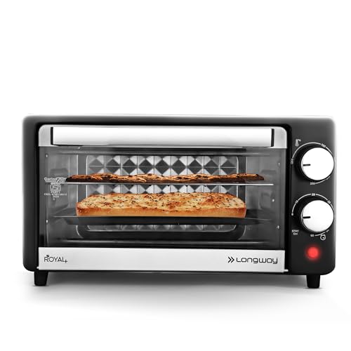 Image of Longway Royal Plus OTG 12 Ltr Oven Toaster Griller with Multiple Heating Modes | Temperature Timer Control for Baking Pizza, Cake, Grilling Chicken & Toasting Bread | 2 Years Warranty (800W, Silver)