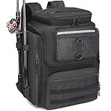ロッドホルダー付き釣りバックパック - 45L 大型防水フィッシングバッグ、アウトドアキャンプ・ハイキング用装備向け（バッグ本体のみ）