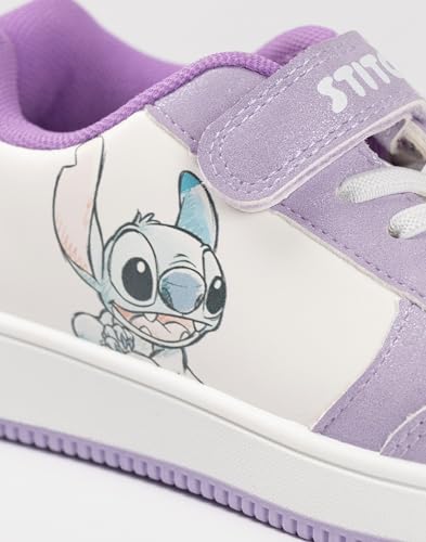 Disney Lilo & Stitch Girls Purple & White Trainers | Hook and Loop Closure Footwear for Kids | Stitch & Angel Characters3