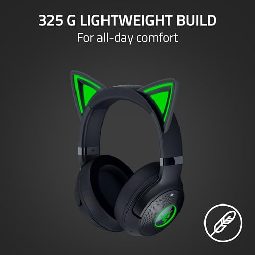 Image of Razer Kraken Kitty V2 BT Wireless RGB Headset: Chroma RGB Kitty Ears & Earcups - Bluetooth 5.2-40 mm Drivers - Noise-Cancelling Mics - Lightweight - 40 Hr Battery w /Type C Charging - Black