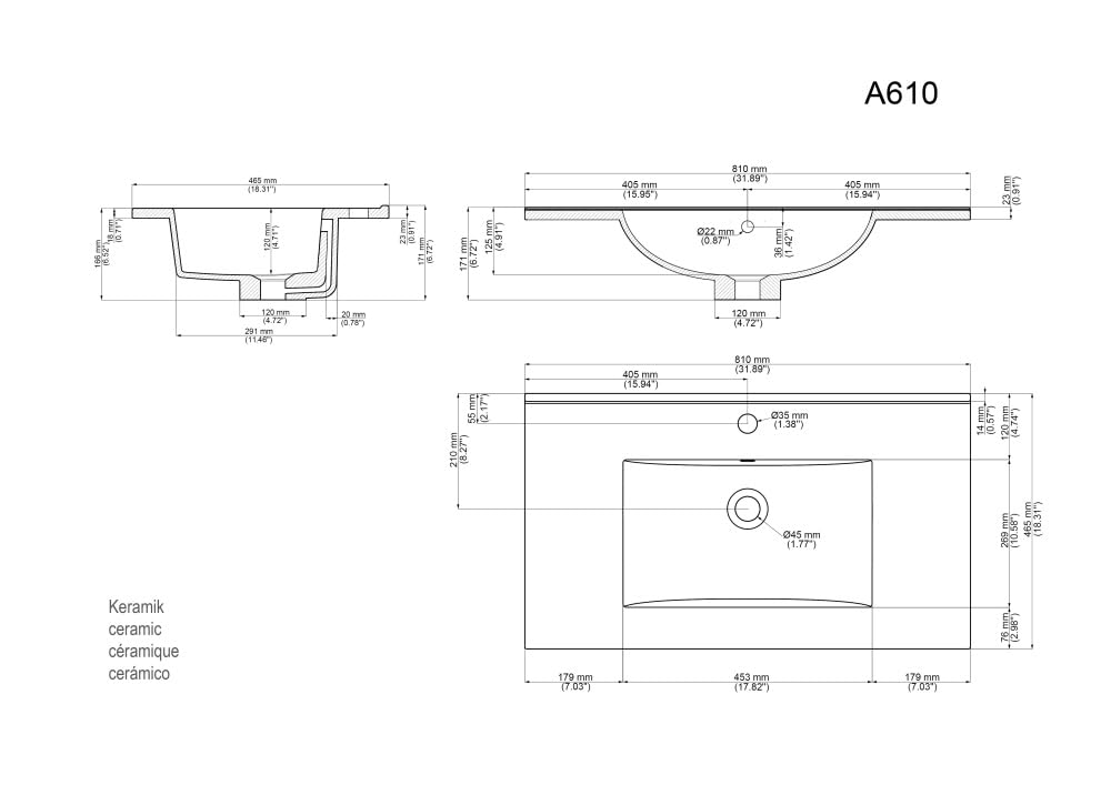 Badmöbelset Taifun 80cm 3tlg mit Spiegelschrank & 3er Boxen Set