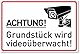 LEEPAT Achtung Videoüberwachung Schild, 30x20cm Aluminium Video Warnschilder, inkl. 4 Bohrlöcher Abgerundete Ecken Hinweisschild, 24 Stunde Videoüberwacht Schilder für Zuhause, Outdoor