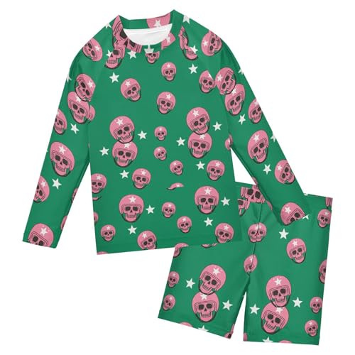 Skull Pink Baby Boys' Toddler Long Sleeved Rashguard Swim Bathing Suit Set B0404380