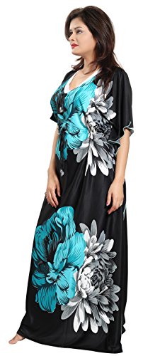 Image of Noty Women's Kaftan Nighty | Serena Fabric | Floral Print Maxi | Short Sleeves | V Shaped Neck