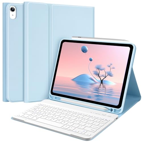 TQQ Keyboard Case for iPad Air 11-inch (M4 2026/M3 2025/M2 2024) & Air 4th/5th Gen, Magnetic Wireless Detachable Keyboard, Stand Folio Cover with Pencil Holder, Thin & Light (Blue)
