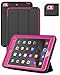 iPad Mini 4 Case Mini 4th Generation Case A1538/A1550 Case,SEYMAC Shockproof Heavy Duty Drop Protection Rugged Protective Case with Smart Auto Wake/Sleep Cover for iPad Mini 4 Girls/Kids (Black/Rose)