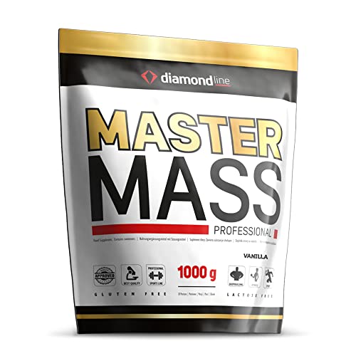 diamond line Master Mass Weight Gainer 1000g Vanille - Mass Gainer Pulver mit Kohlenhydraten & Protein, Kalorienreicher Shake für Hardgainer, Muskelaufbau & Gewichtszunahme