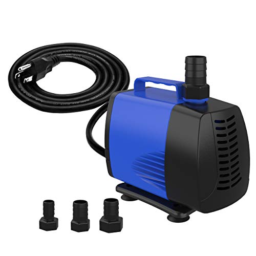 Knifel Submersible Pump 1320GPH Ultra Quiet with Dry Burning Protection 16.4ft High Lift for Fountains, Hydroponics, Ponds, Aquariums & More
