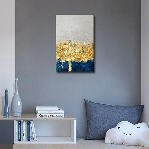 Œuvre d'art moderne grand format avec toile murale abstraite bleu gris