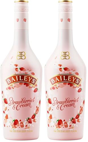 Baileys Strawberries & Cream, licor de crema de whisky irlandesa con certificación B-Corp, 700 ml (Paquete de 2)
