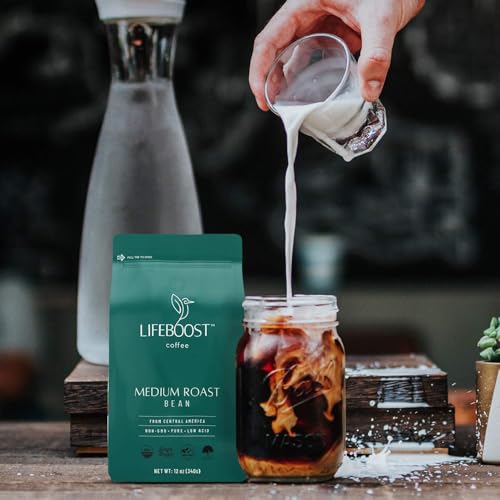 Lifeboost Coffee Organic Coffee Beans Medium Roast - Low Acid Single Origin Non-GMO Organic Whole Bean Coffee - Third Party Tested For Mycotoxins & Pesticides - 12 Ounces