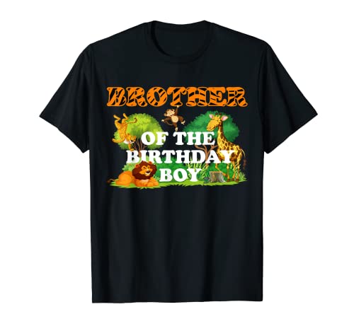 Hermano del cumpleaños Boy Zoo Theme Animal Party Safari Camiseta