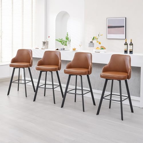 Comparison: Best Height For Kitchen Island 7 FIRAVOE Bar Stools Set of 4, 30" Swivel Bar Height Bar Stools with High Back, Faux Leather Kitchen Bar Chairs Bar Height for Kitchen Island (Dark Brown, 4PCS 30" Bar Stool)